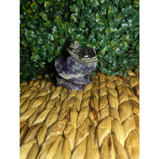 Chevron Amethyst Witch Skull With Cat Crystal Carving Purple Dream Halloween