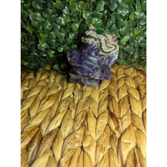Chevron Amethyst Witch Skull With Cat Crystal Carving Druzy Dream Halloween