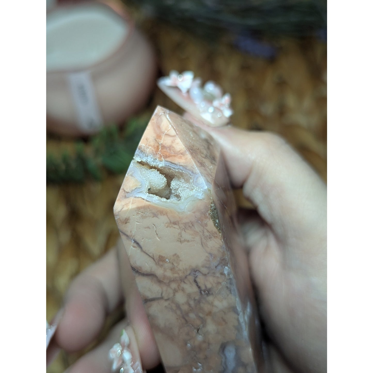 Cotton Candy Agate Tower Sugar Druzy Pink Mexican Material Crystal Witch