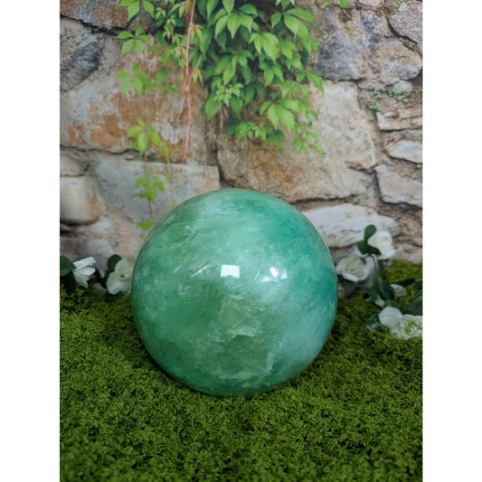 Baja Fluorite Statement Sphere Crystal Ball UV Reactive Witch Display Piece