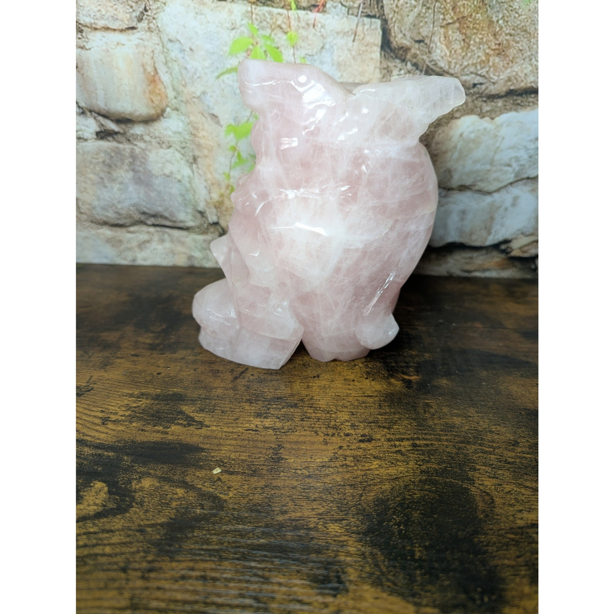 Statement Sized Gargoyle on Skull Rose Quartz crystal carving decoration witch