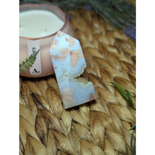 Druzy Cotton Candy Agate tower Mexican Material Ethereal Witch Crystal Pink