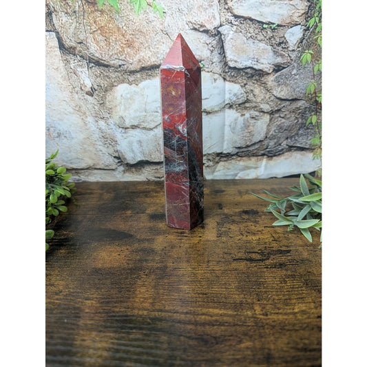 Fighting Blood Agate Crystal Tower Red With Intricate Banding Witchy Protective