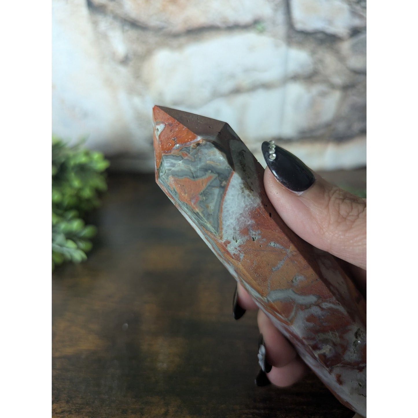 Fighting Blood Agate Crystal Tower Red With Intricate Banding Witchy Protective