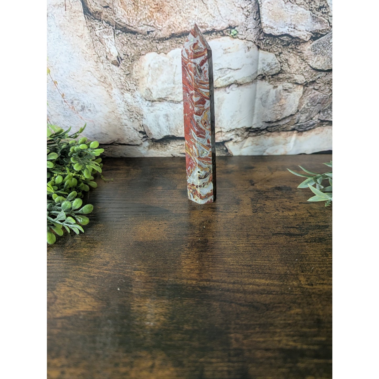 Fighting Blood Agate Crystal Tower Banding Witchy Protective Red