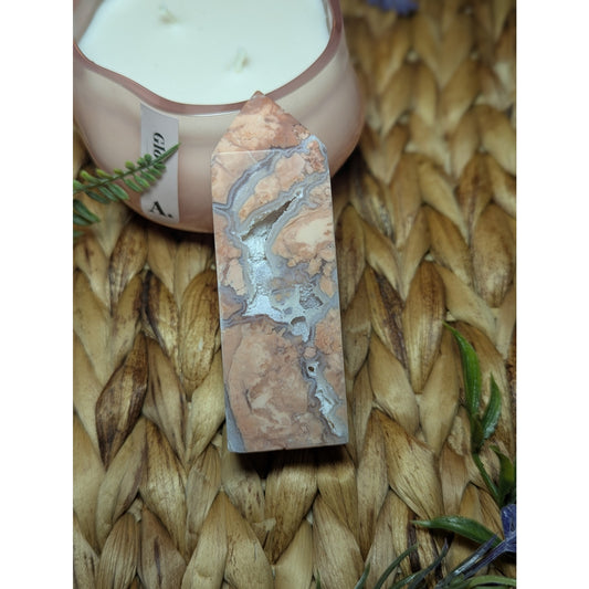 Druzy Cotton Candy Agate tower Mexican Material Ethereal Witch Crystal Pink