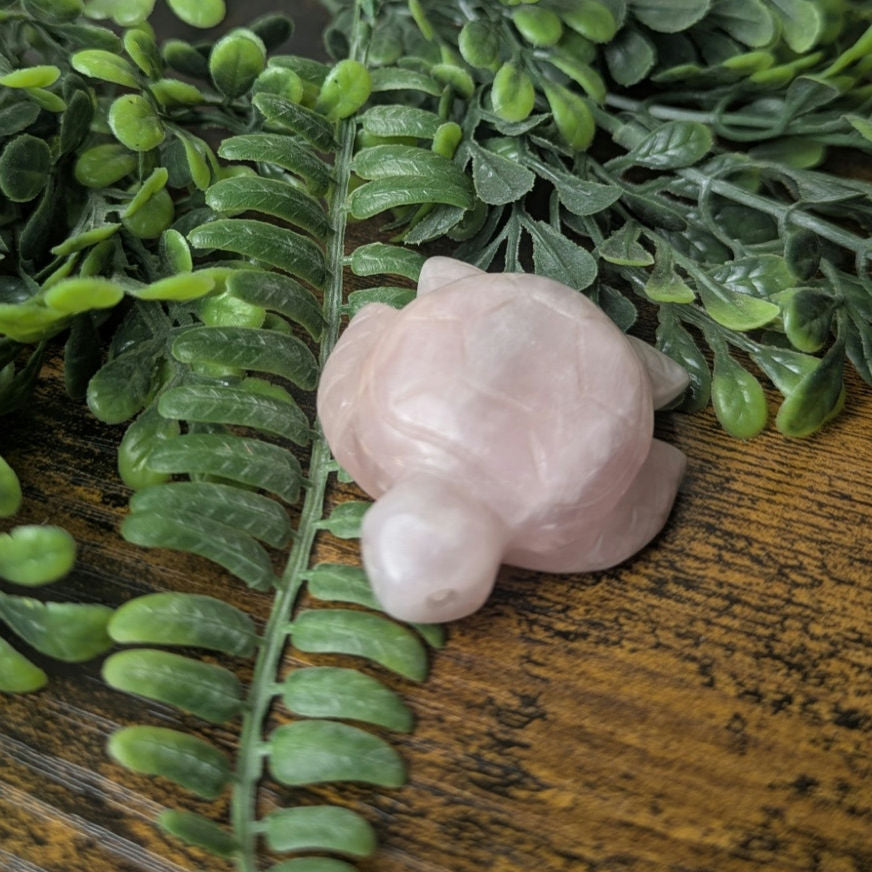 Pink Rose Quartz Sea Turtle Crystal Carving Witchy Familiar Beach Summer