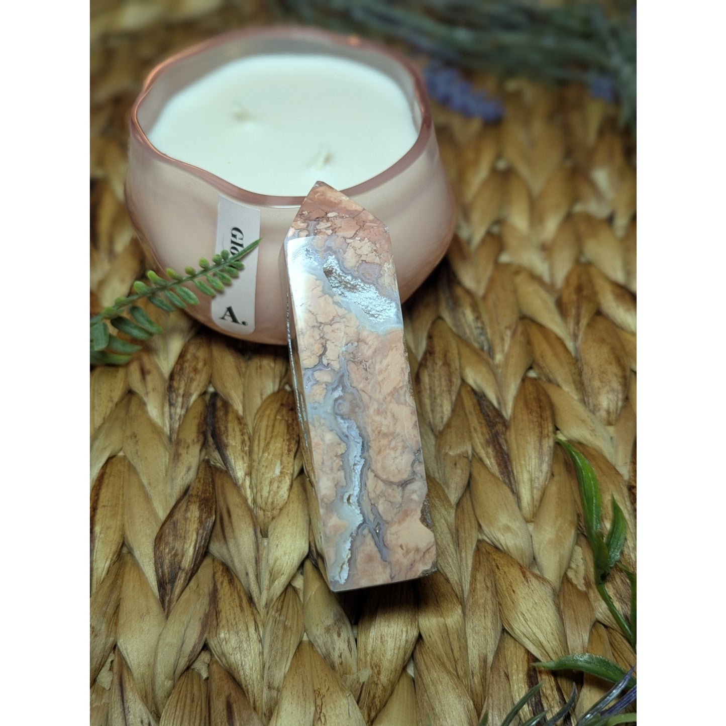 Druzy Cotton Candy Agate tower Mexican Material Ethereal Witch Crystal Pink