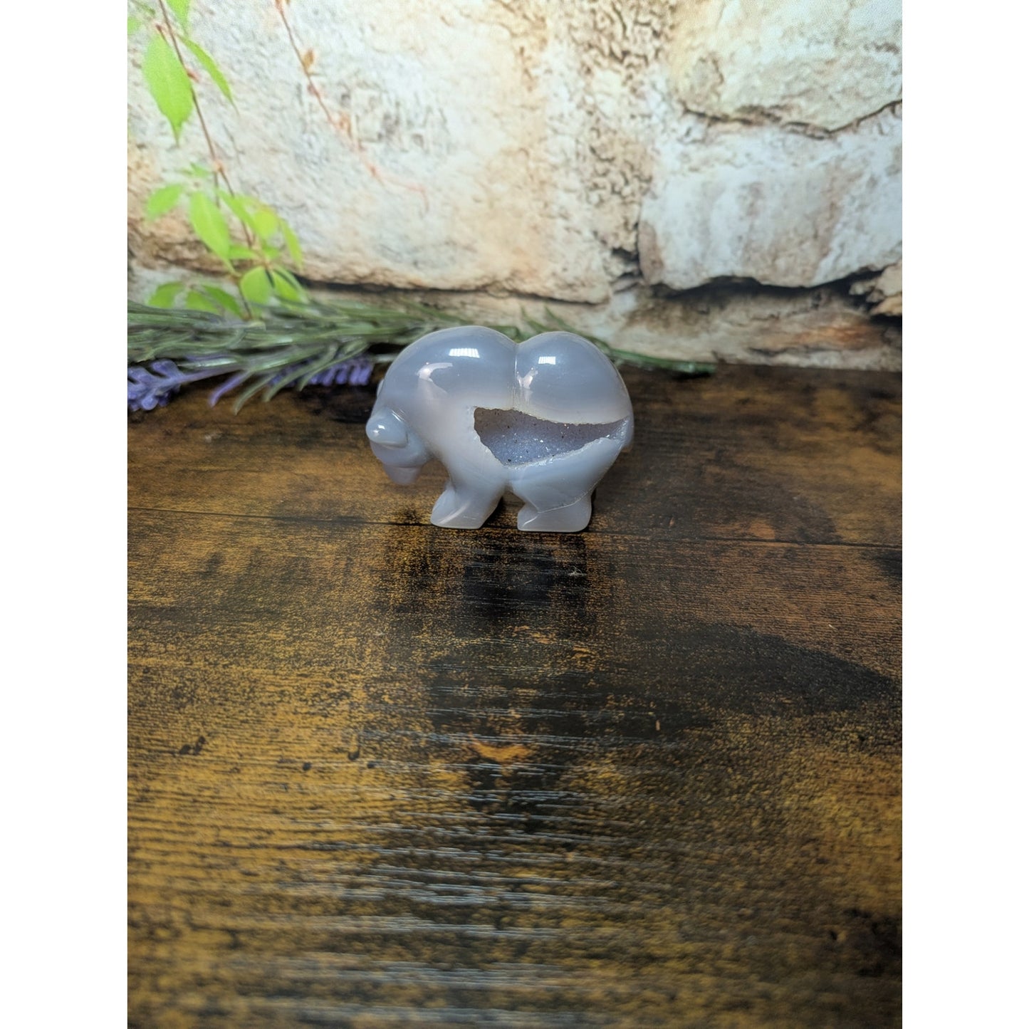 Druzy Agate Bear Carving Crystal Carving Witchy Familiar Bjorn Berserker