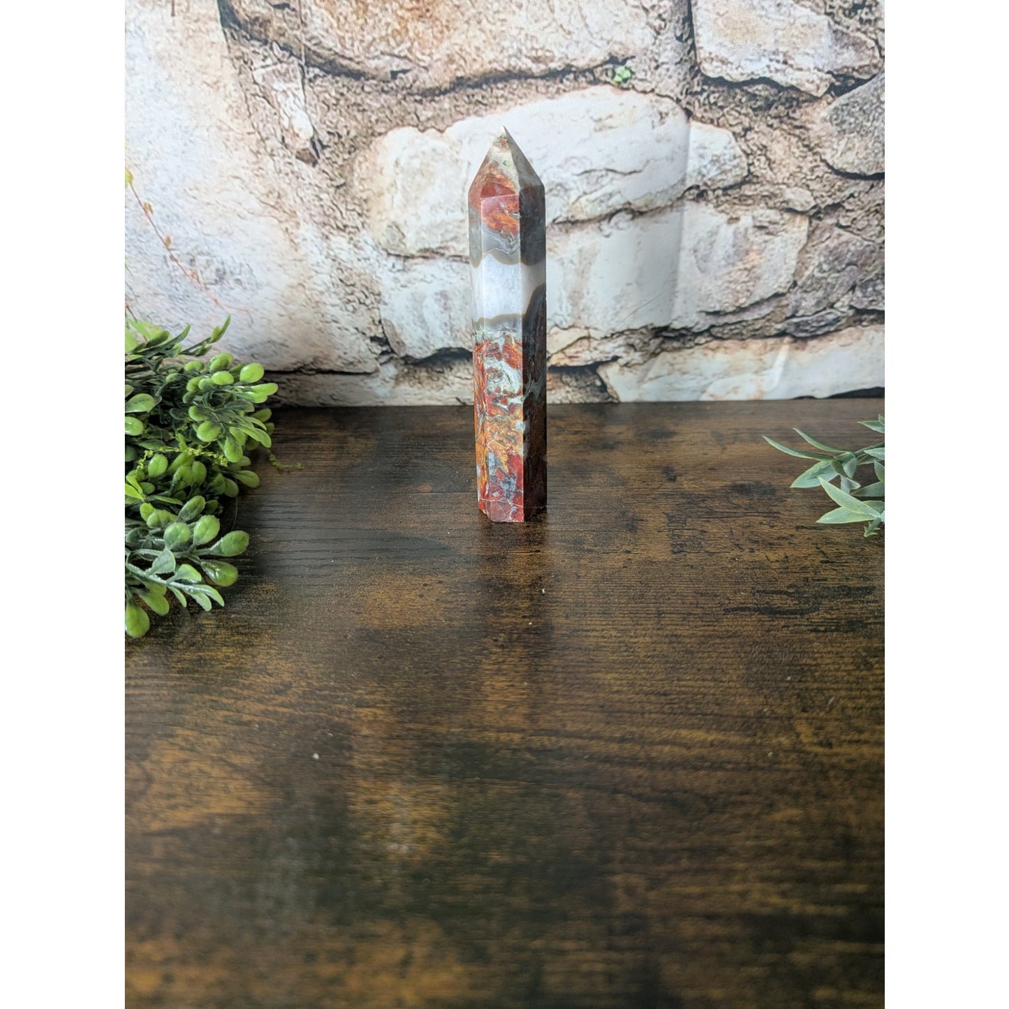 Fighting Blood Agate Crystal Tower Red With Intricate Banding Witchy Protective