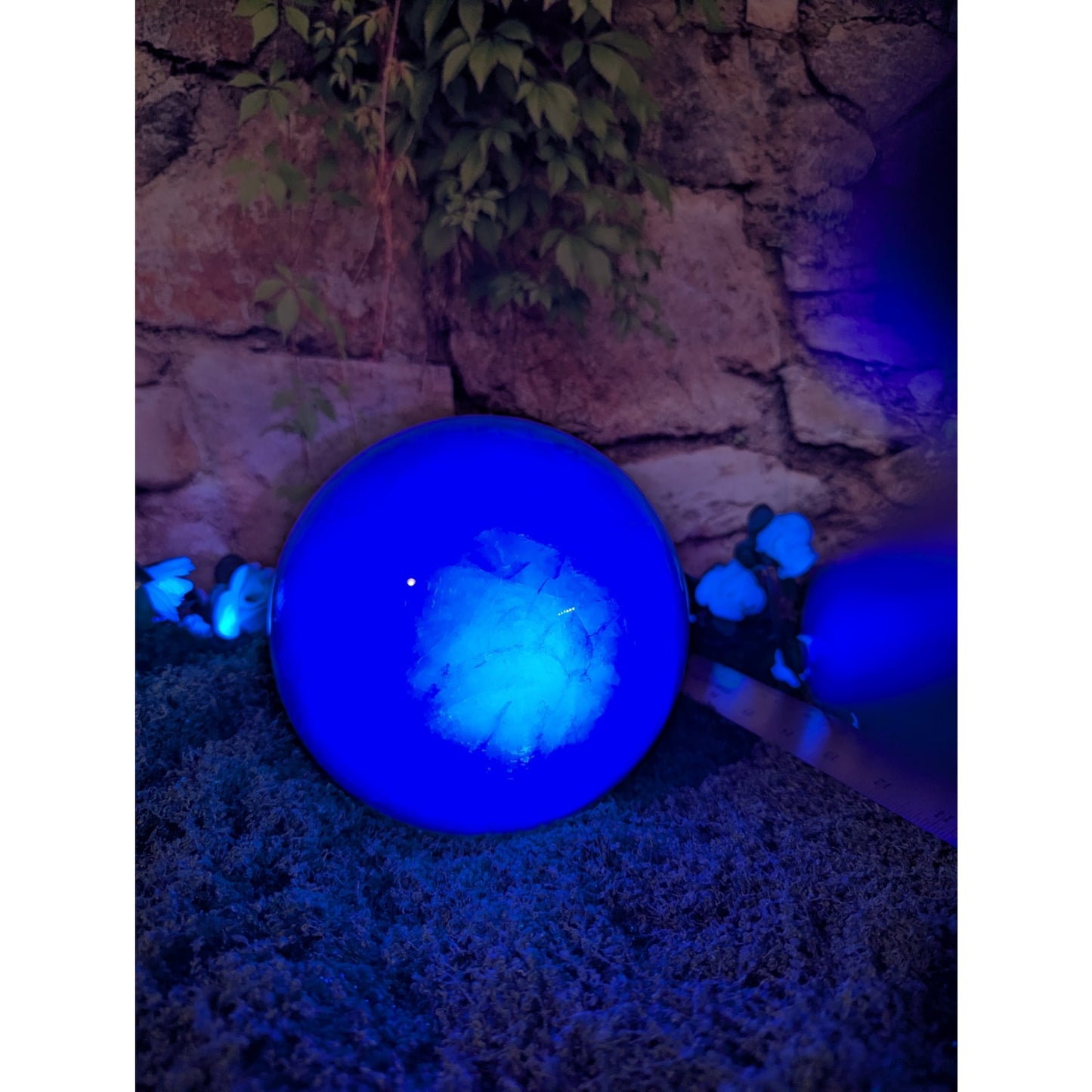 Baja Fluorite Statement Sphere Crystal Ball UV Reactive Witch Display Piece