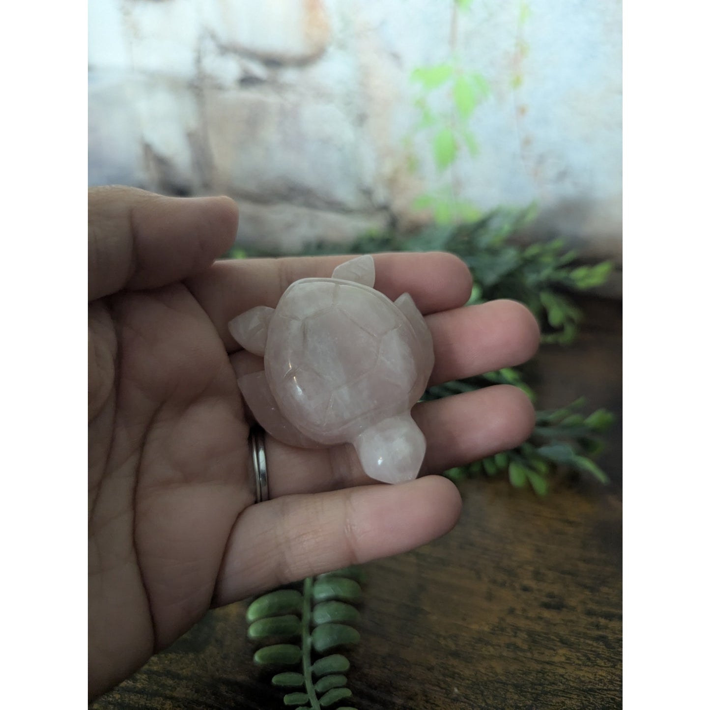 Pink Rose Quartz Sea Turtle Crystal Carving Witchy Familiar Beach Summer