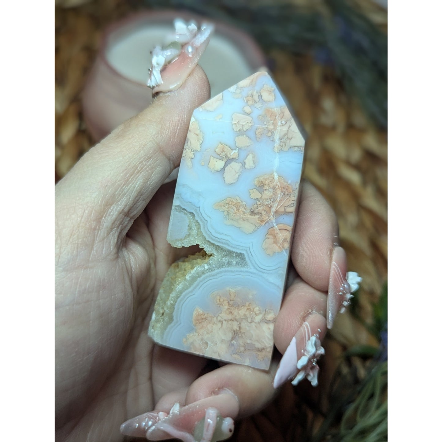 Druzy Cotton Candy Agate tower Mexican Material Ethereal Witch Crystal Pink