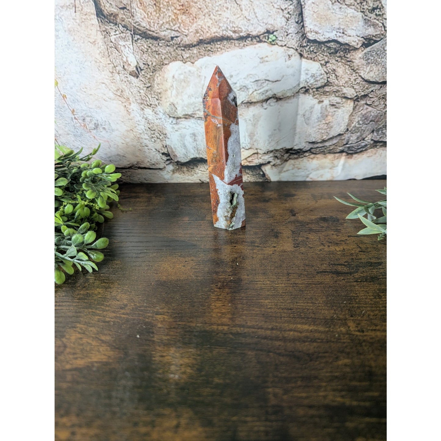 Fighting Blood Agate Crystal Tower Red With Intricate Banding Witchy Protective