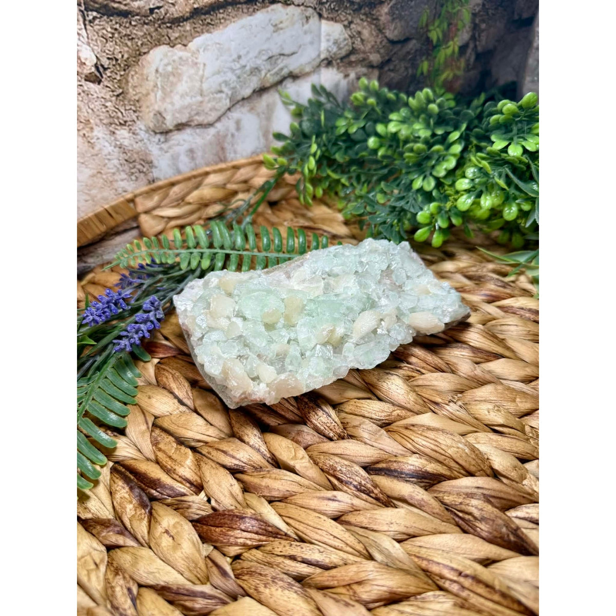 Raw Natural Apophyllite Specimen Cabinet Piece Druzy Sparkly Green Pink Crystal