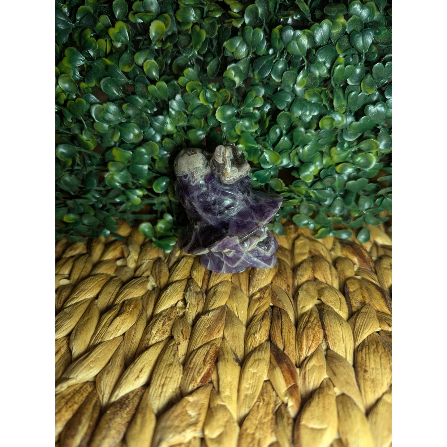 Chevron Amethyst Witch Skull With Cat Crystal Carving Druzy Dream Halloween
