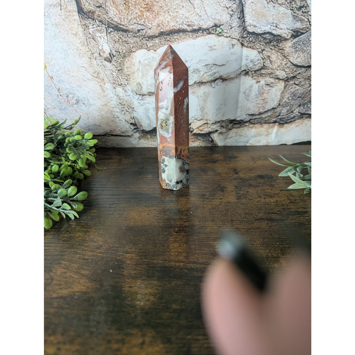 Fighting Blood Agate Crystal Tower Red With Intricate Banding Witchy Protective