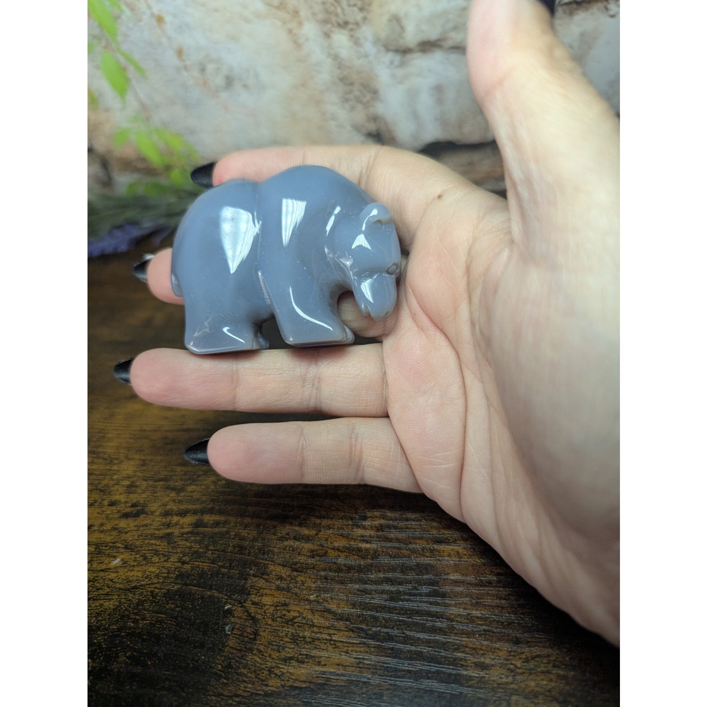Druzy Agate Bear Carving Crystal Carving Witchy Familiar Bjorn Berserker Norse
