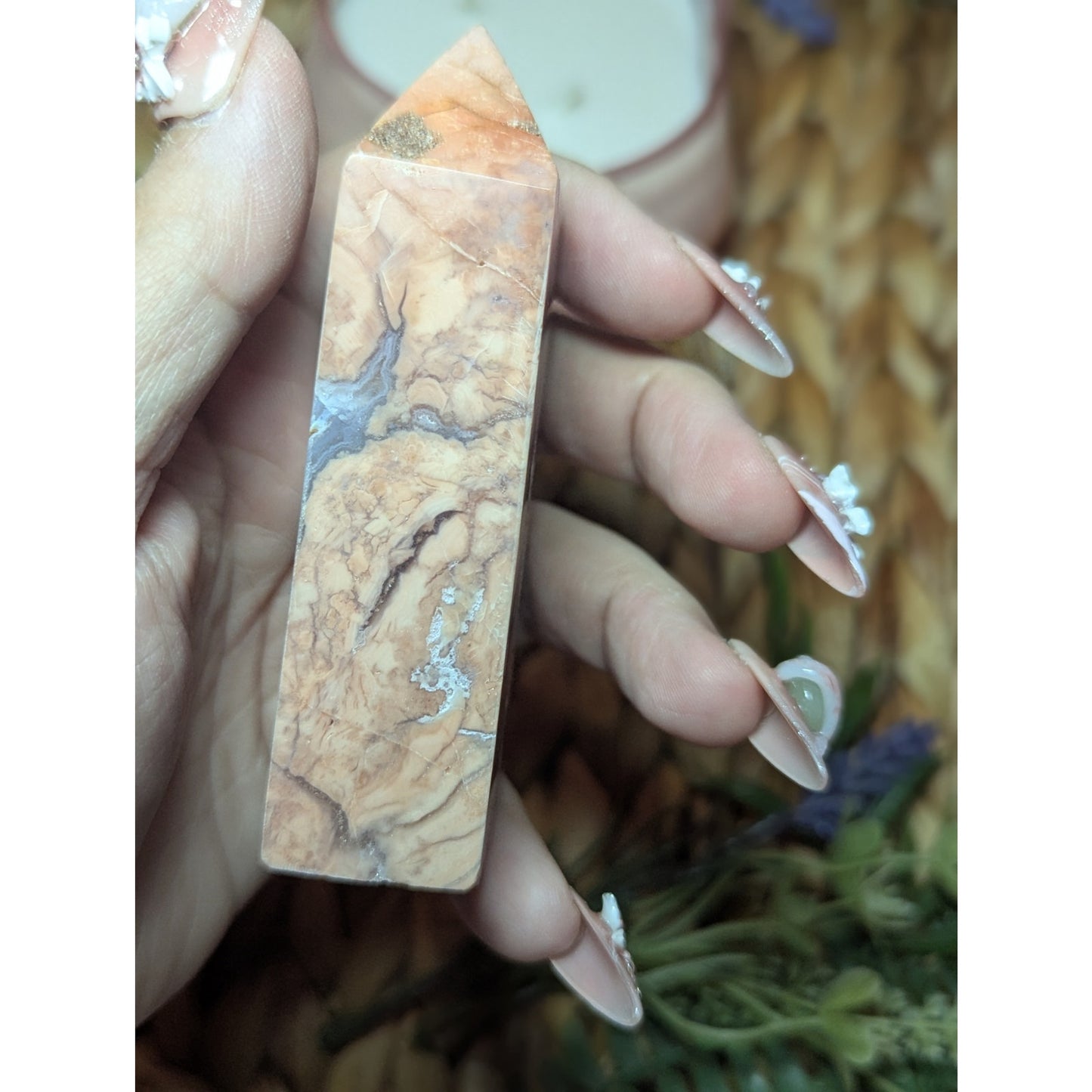 Druzy Cotton Candy Agate tower Mexican Material Ethereal Witch Crystal Pink.