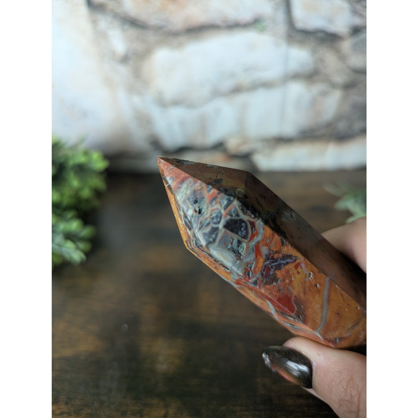 Fighting Blood Agate Crystal Tower Red With Intricate Banding Witchy Protective