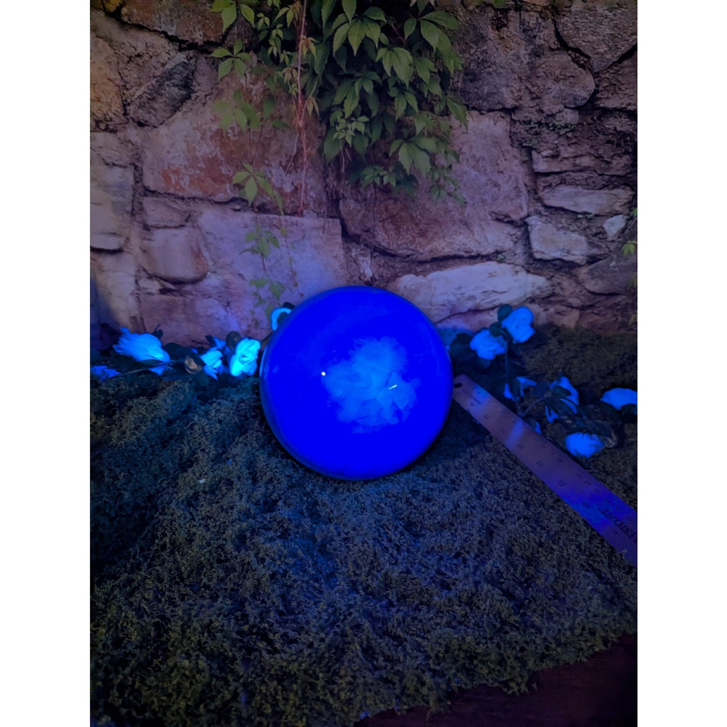Baja Fluorite Statement Sphere Crystal Ball UV Reactive Witch Display Piece