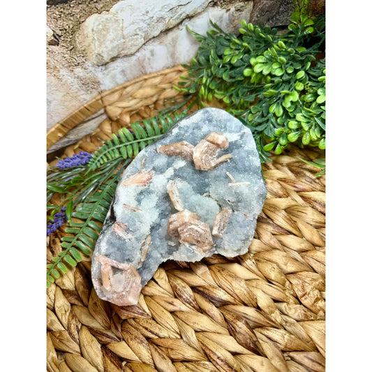 Raw Natural Apophyllite Specimen Cabinet Piece Druzy Sparkly Blue and pink