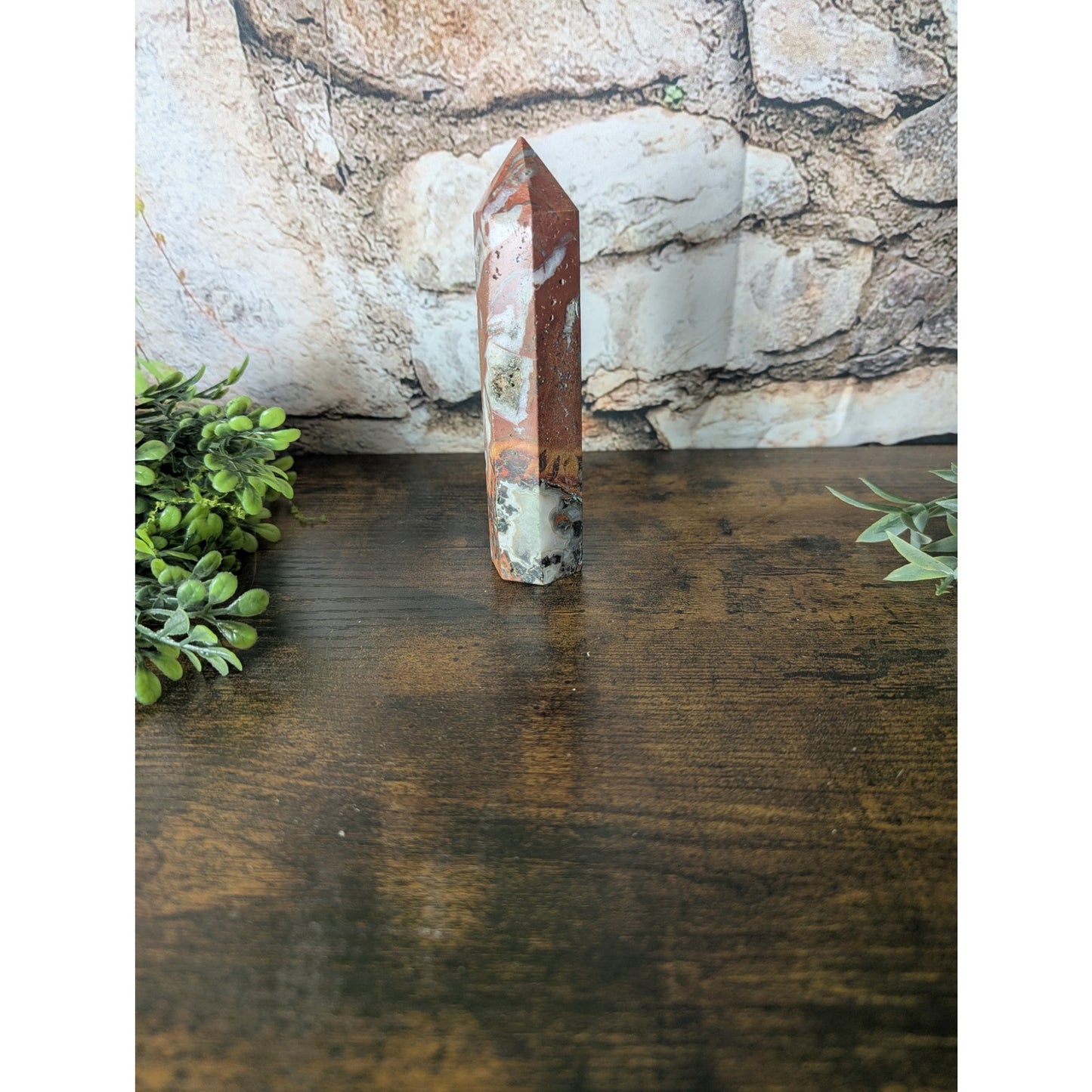 Fighting Blood Agate Crystal Tower Red With Intricate Banding Witchy Protective