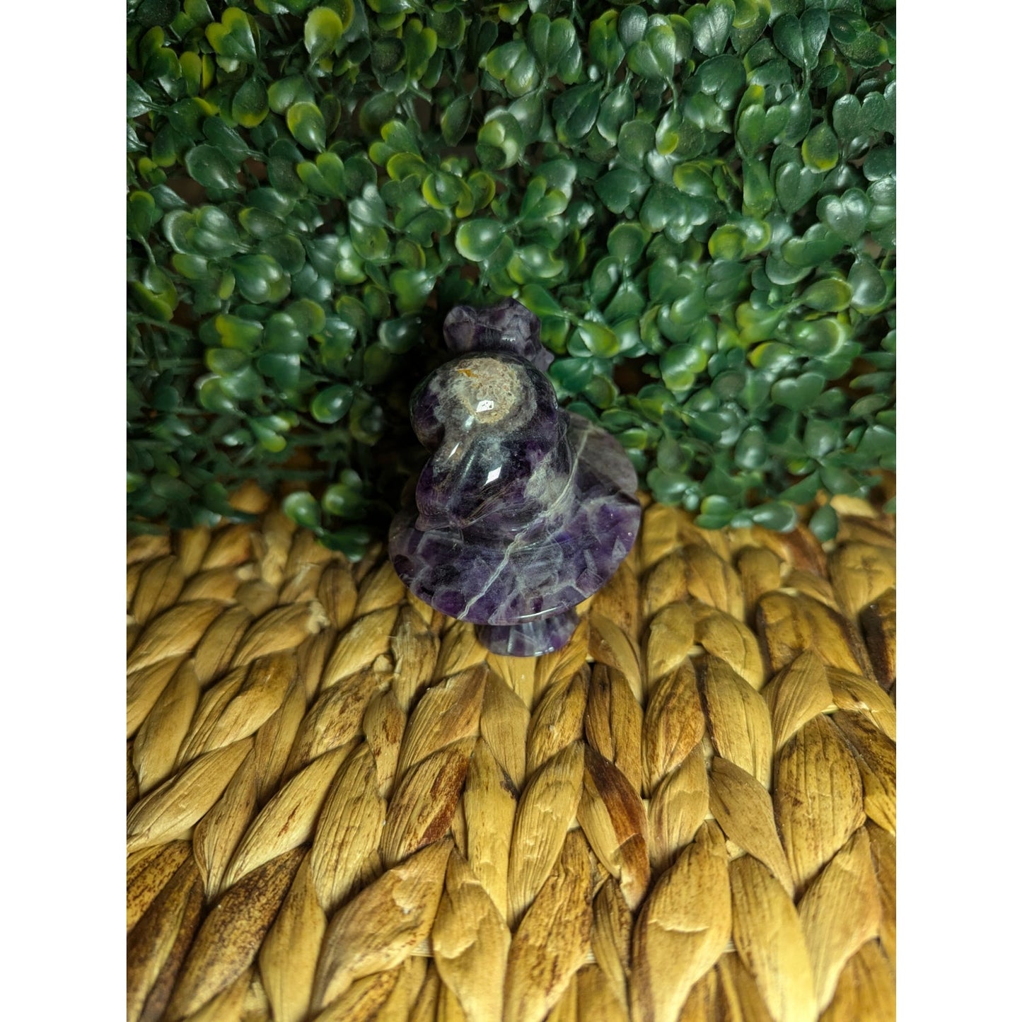 Chevron Amethyst Witch Skull With Cat Crystal Carving Purple Dream Halloween