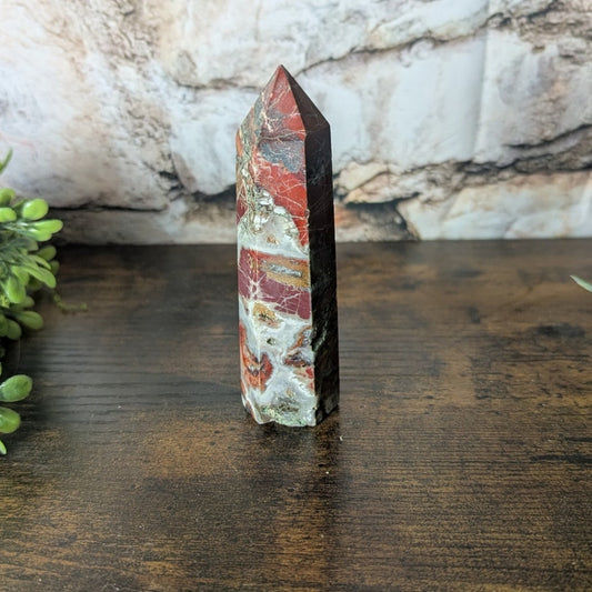 Fighting Blood Agate Crystal Tower Red With Intricate Banding Witchy Protective