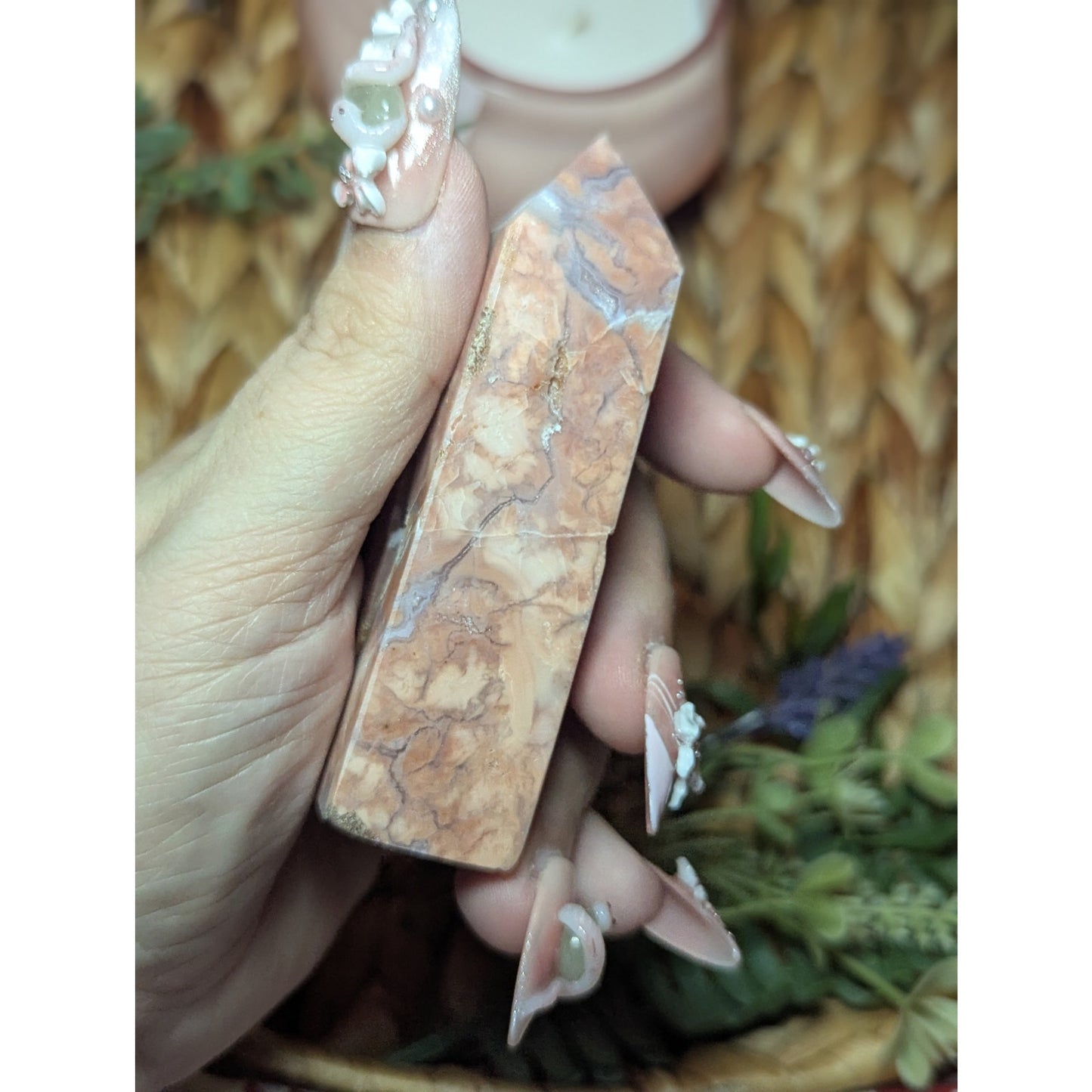 Druzy Cotton Candy Agate tower Mexican Material Ethereal Witch Crystal Pink.