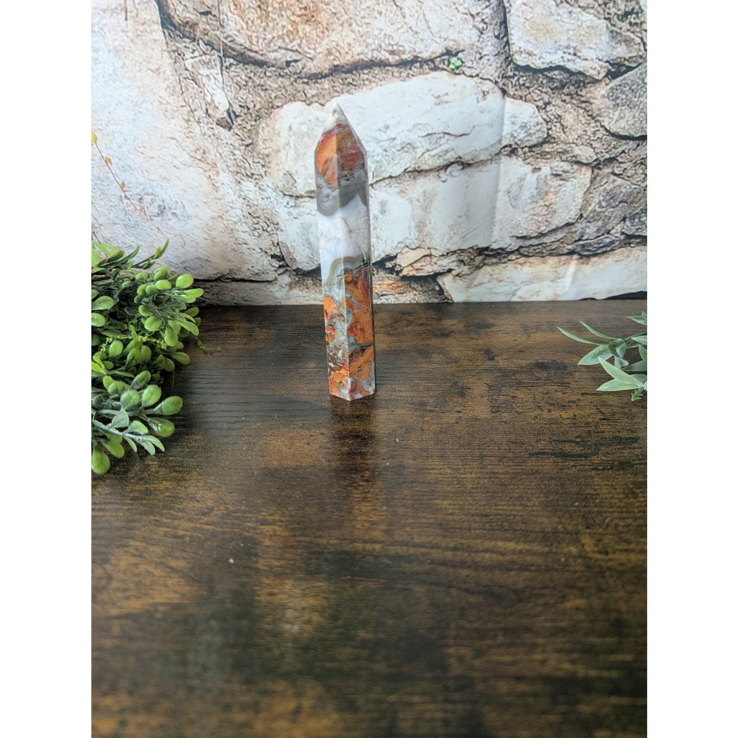 Fighting Blood Agate Crystal Tower Red With Intricate Banding Witchy Protective