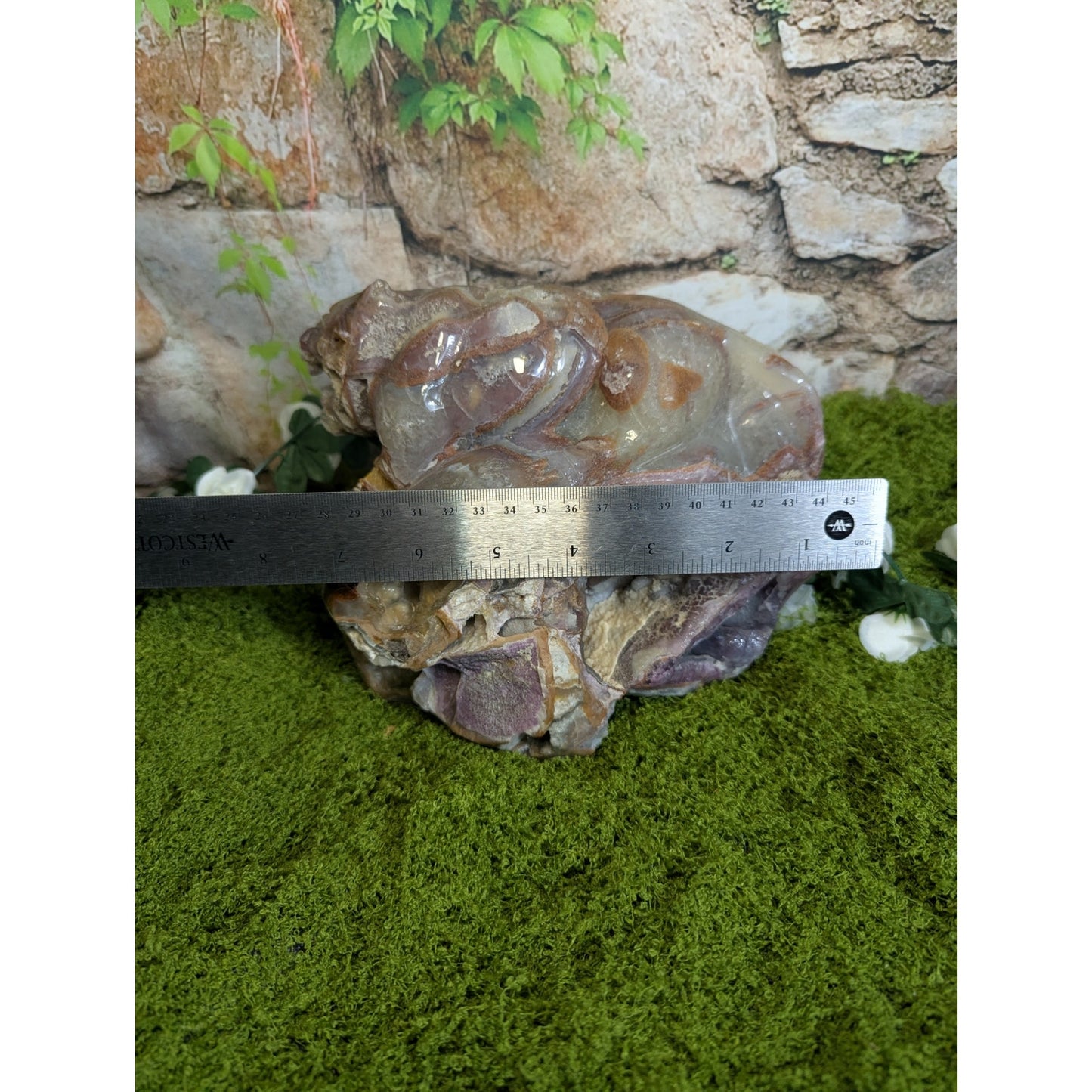 Agate and Amethyst Carved Tiger Druzy Statement Crystal Botryoidal Collector