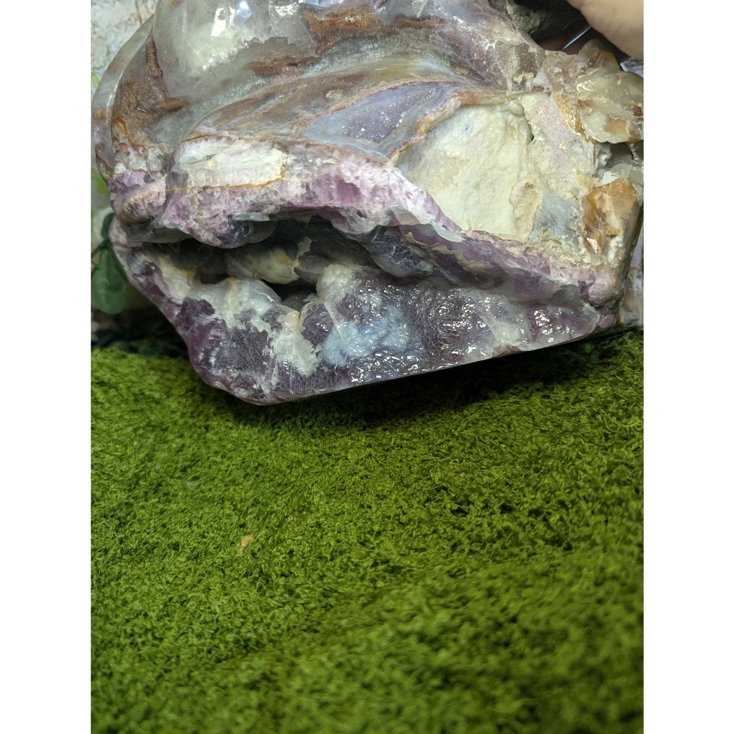 Agate and Amethyst Carved Tiger Druzy Statement Crystal Botryoidal Collector