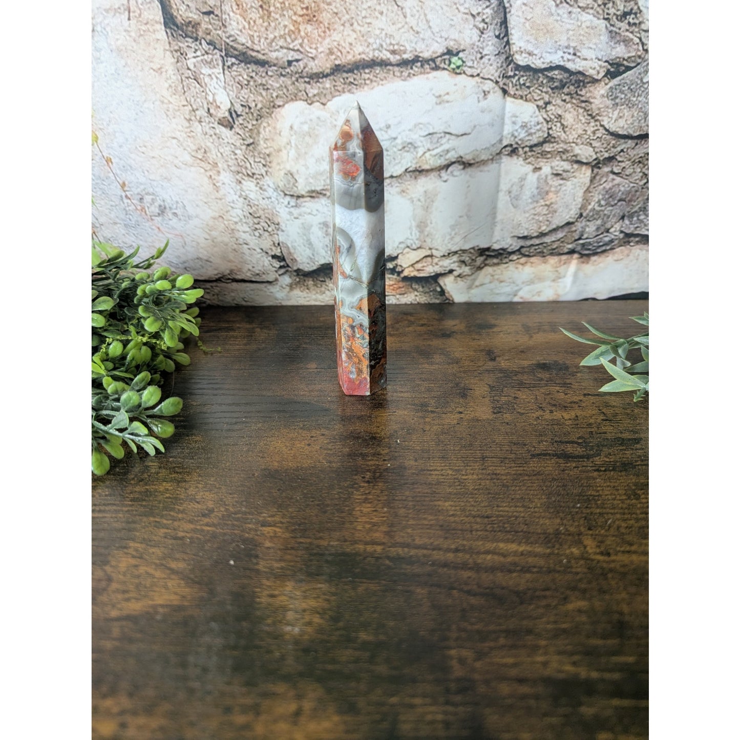 Fighting Blood Agate Crystal Tower Red With Intricate Banding Witchy Protective