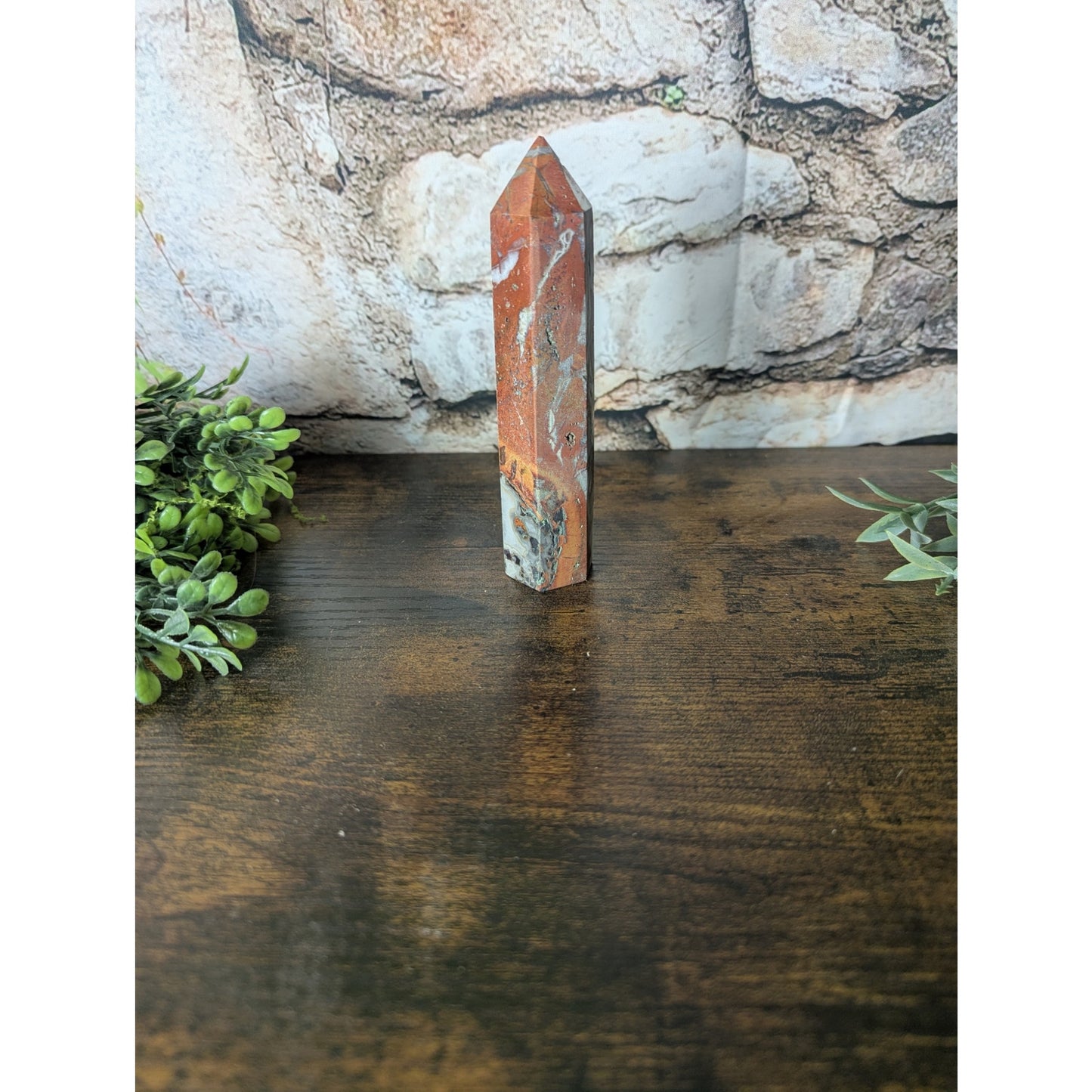 Fighting Blood Agate Crystal Tower Red With Intricate Banding Witchy Protective