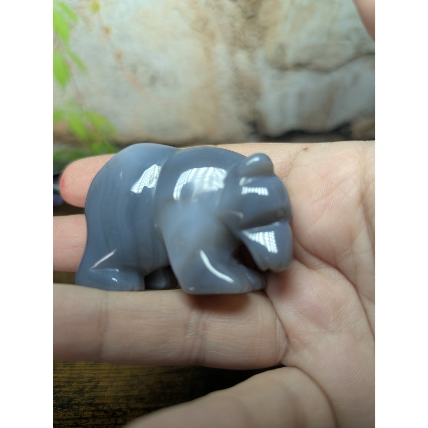 Druzy Agate Bear Carving Crystal Carving Witchy Familiar Bjorn Berserker.