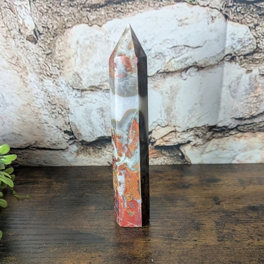 Fighting Blood Agate Crystal Tower Red With Intricate Banding Witchy Protective