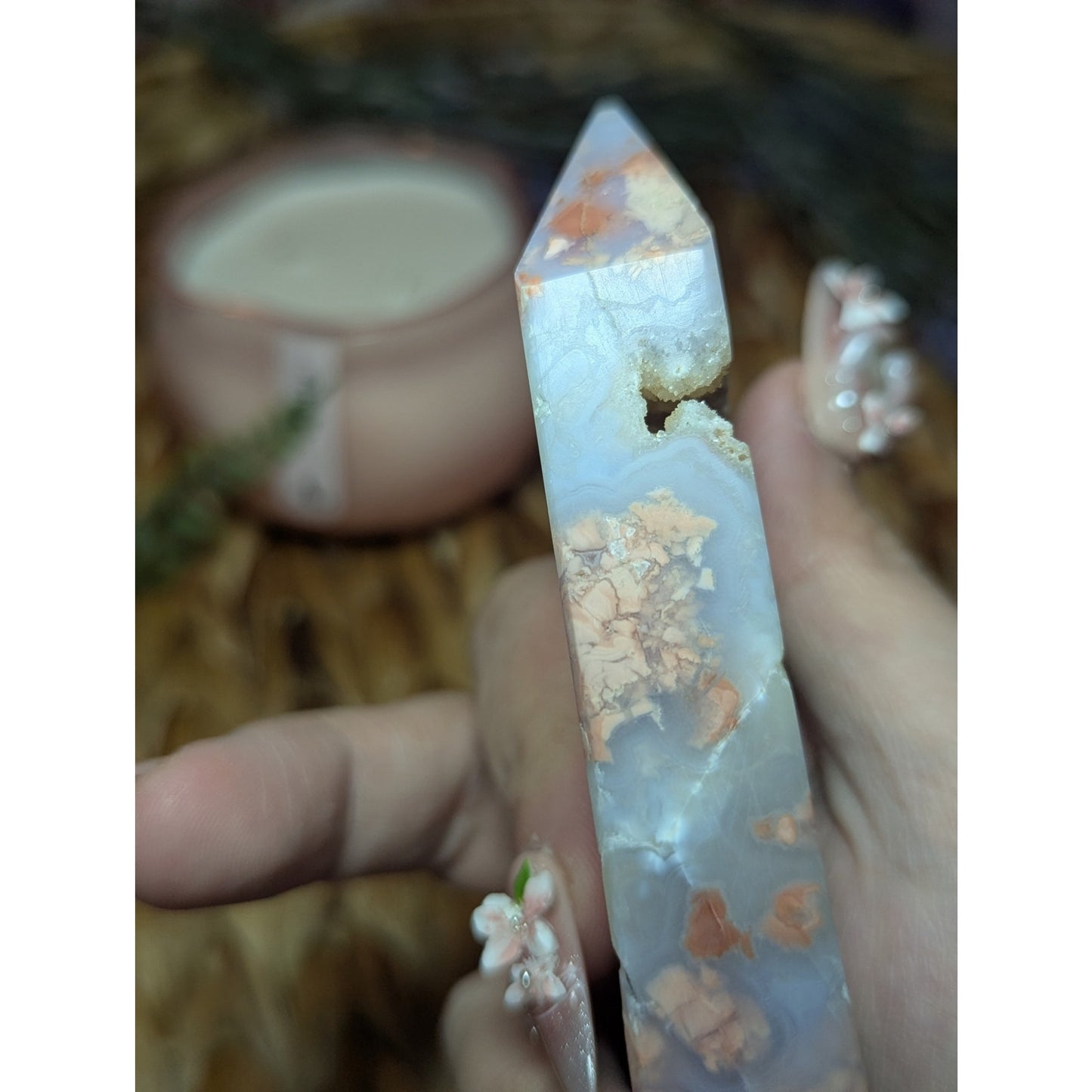 Cotton Candy Agate tower Mexican Material Ethereal Witch Crystal druzy portal
