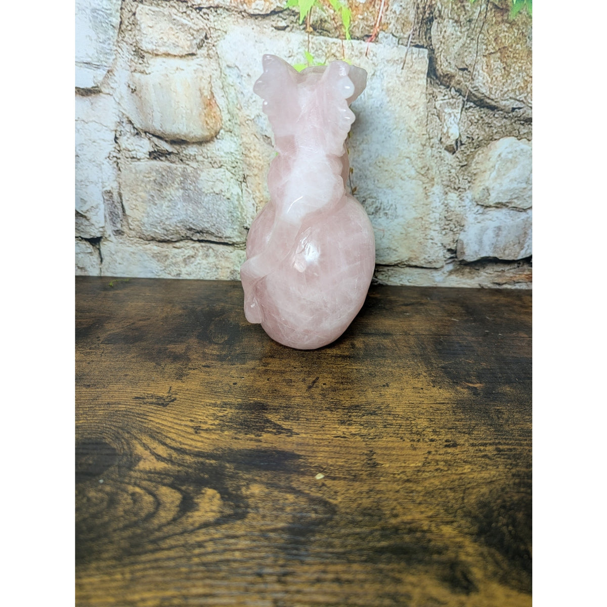 Statement Sized Gargoyle on Skull Rose Quartz crystal carving decoration witch