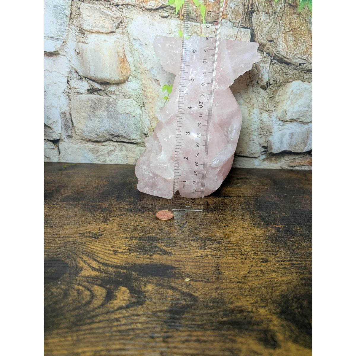 Statement Sized Gargoyle on Skull Rose Quartz crystal carving decoration witch
