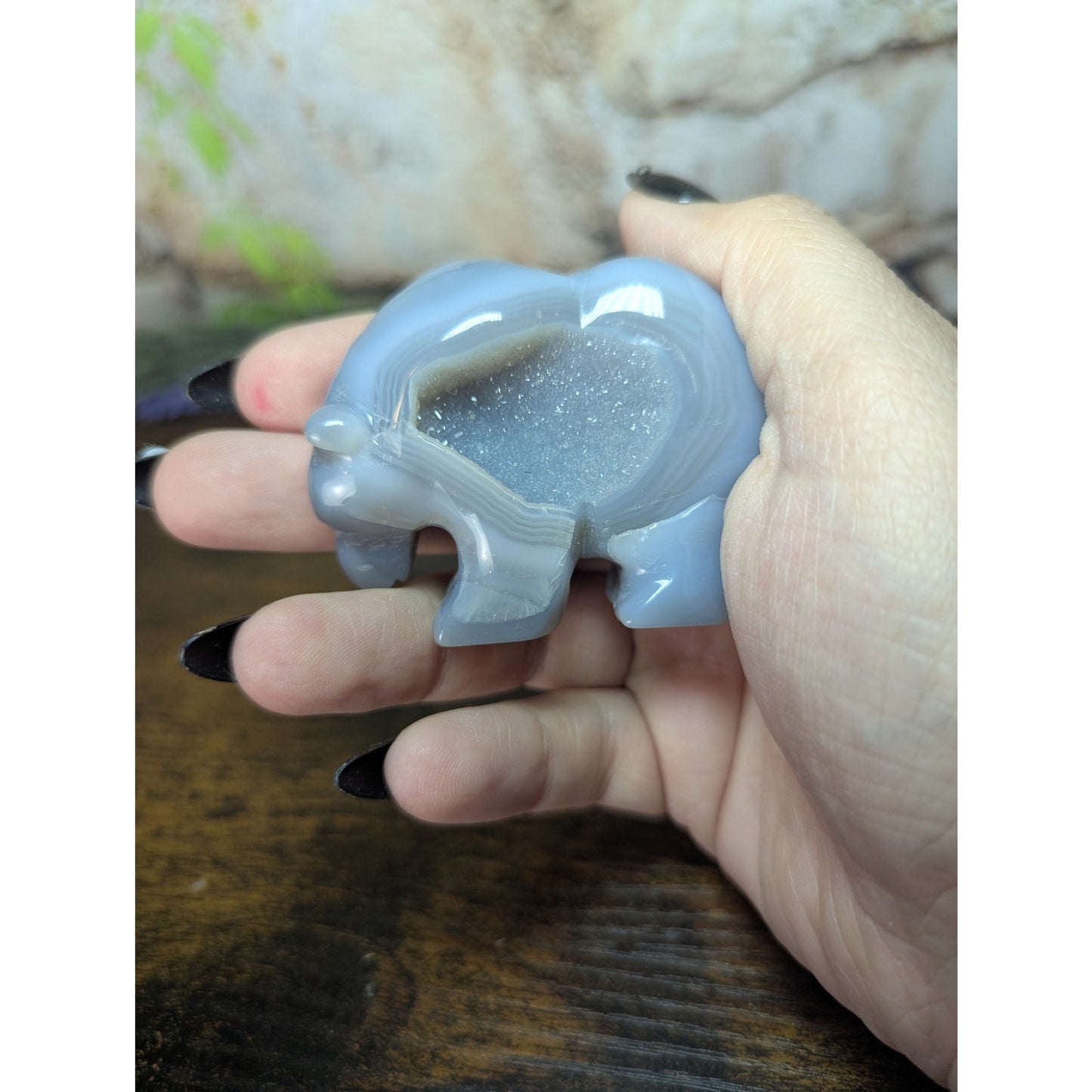 Druzy Agate Bear Carving Crystal Carving Witchy Familiar Bjorn Berserker Norse