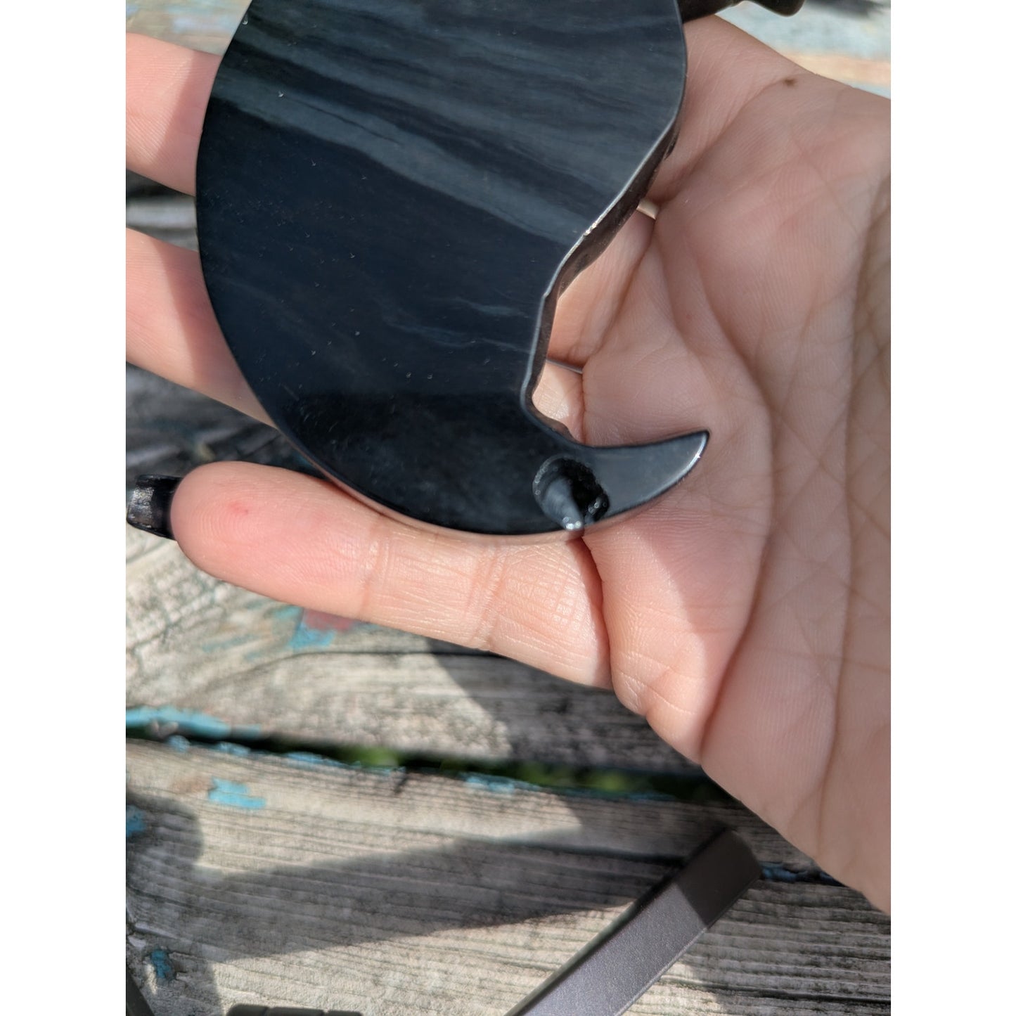 Rainbow Obsidian Raven On Moon Protection Crystal Viking Norse Odin Witch Goth