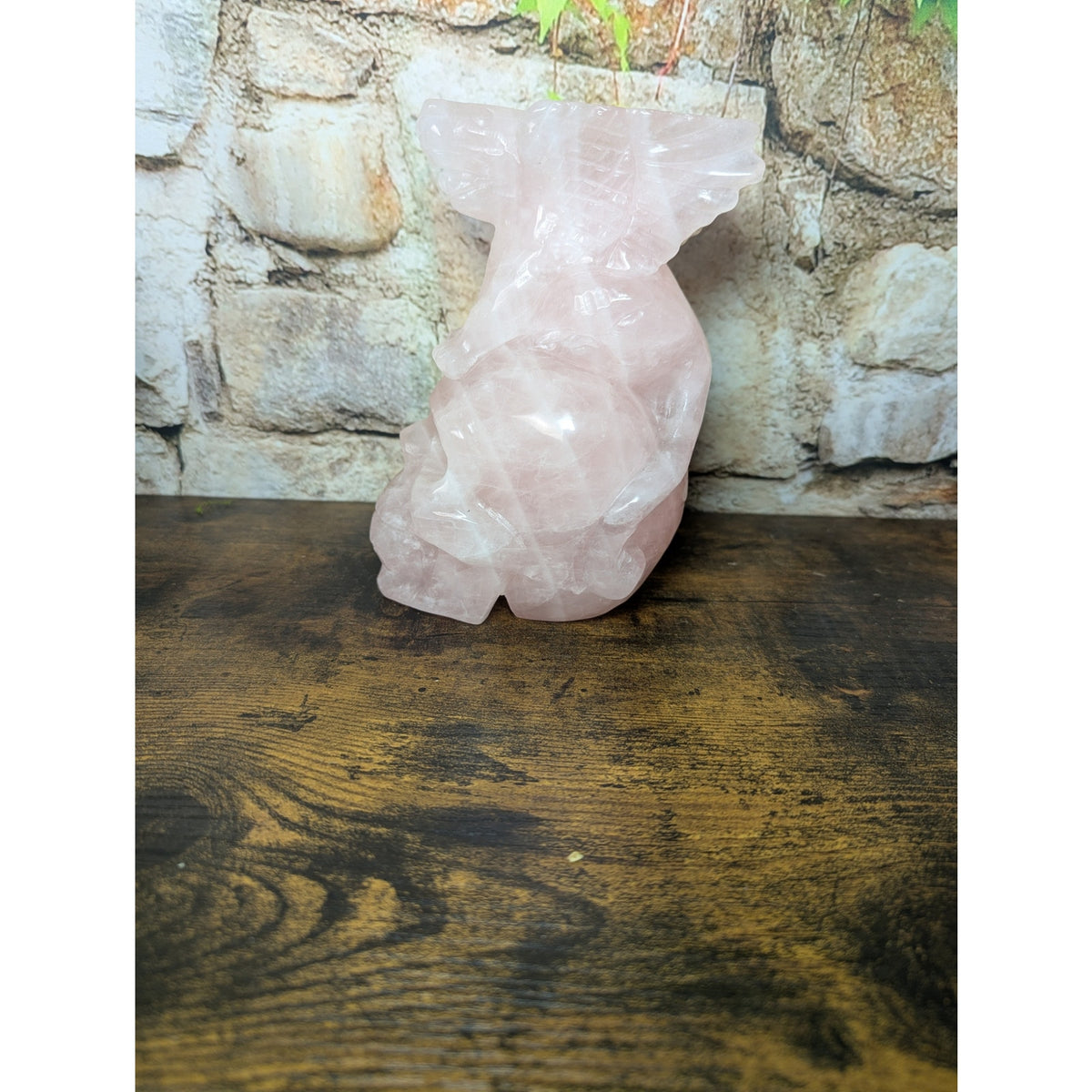 Statement Sized Gargoyle on Skull Rose Quartz crystal carving decoration witch