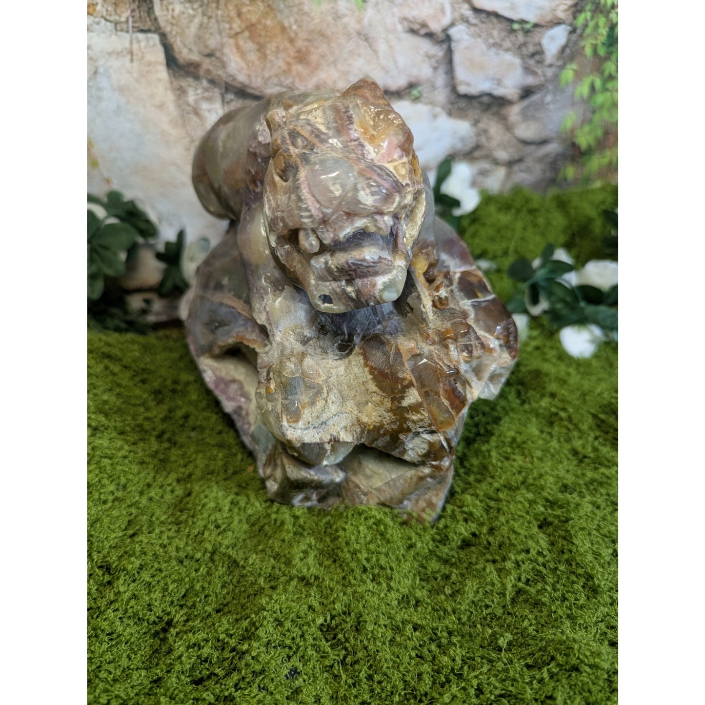 Agate and Amethyst Carved Tiger Druzy Statement Crystal Botryoidal Collector