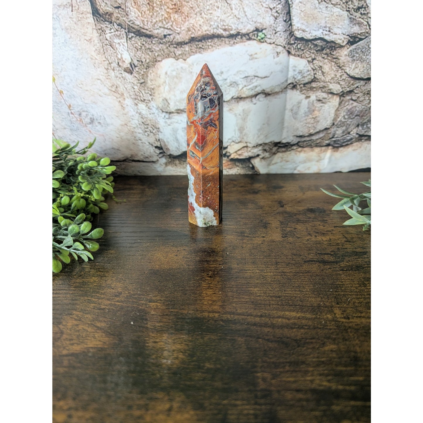 Fighting Blood Agate Crystal Tower Red With Intricate Banding Witchy Protective