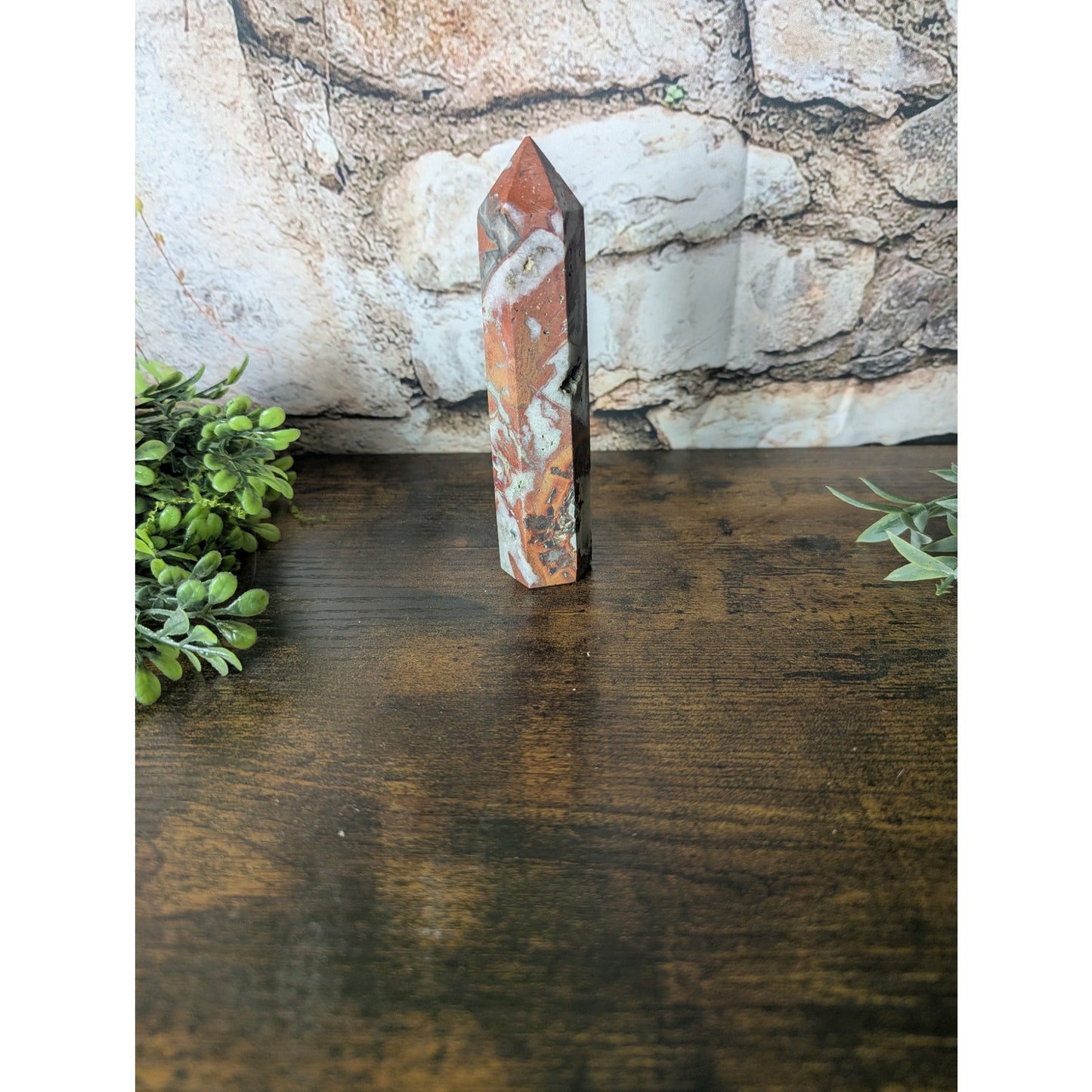 Fighting Blood Agate Crystal Tower Red With Intricate Banding Witchy Protective