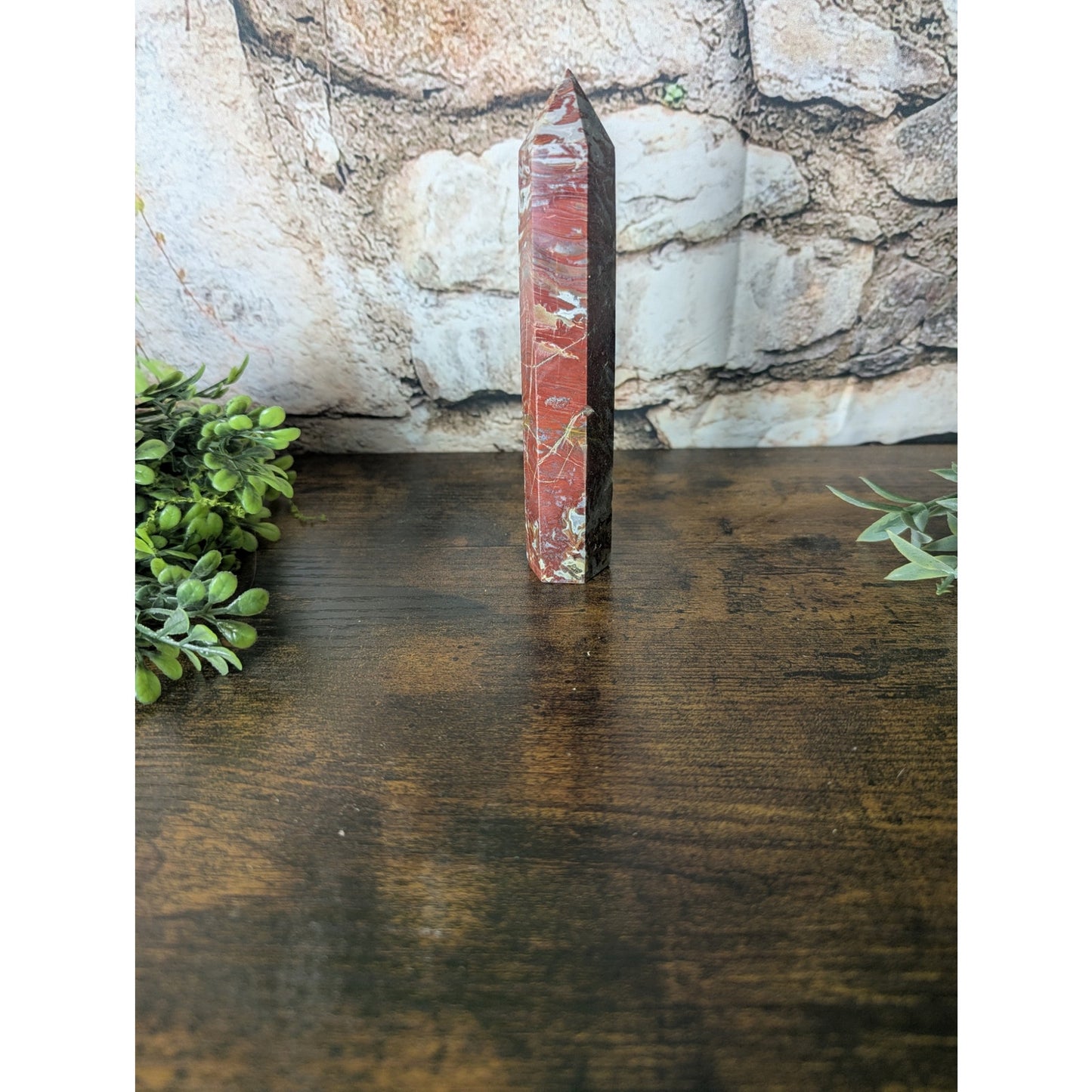 Fighting Blood Agate Crystal Tower Banding Witchy Protective Red