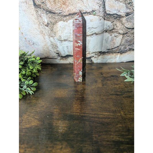 Fighting Blood Agate Crystal Tower Banding Witchy Protective Red