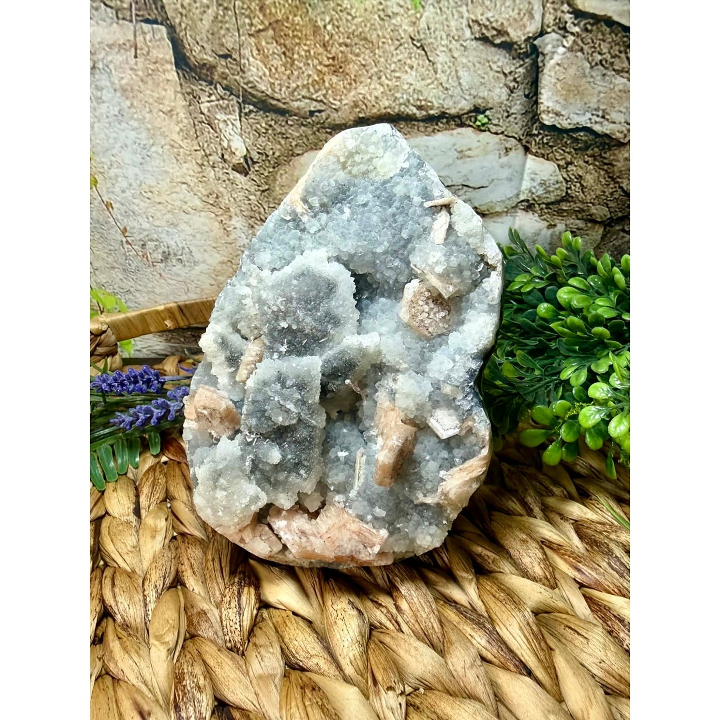 Raw Natural Apophyllite Specimen Cabinet Piece Druzy Sparkly Standing Witch