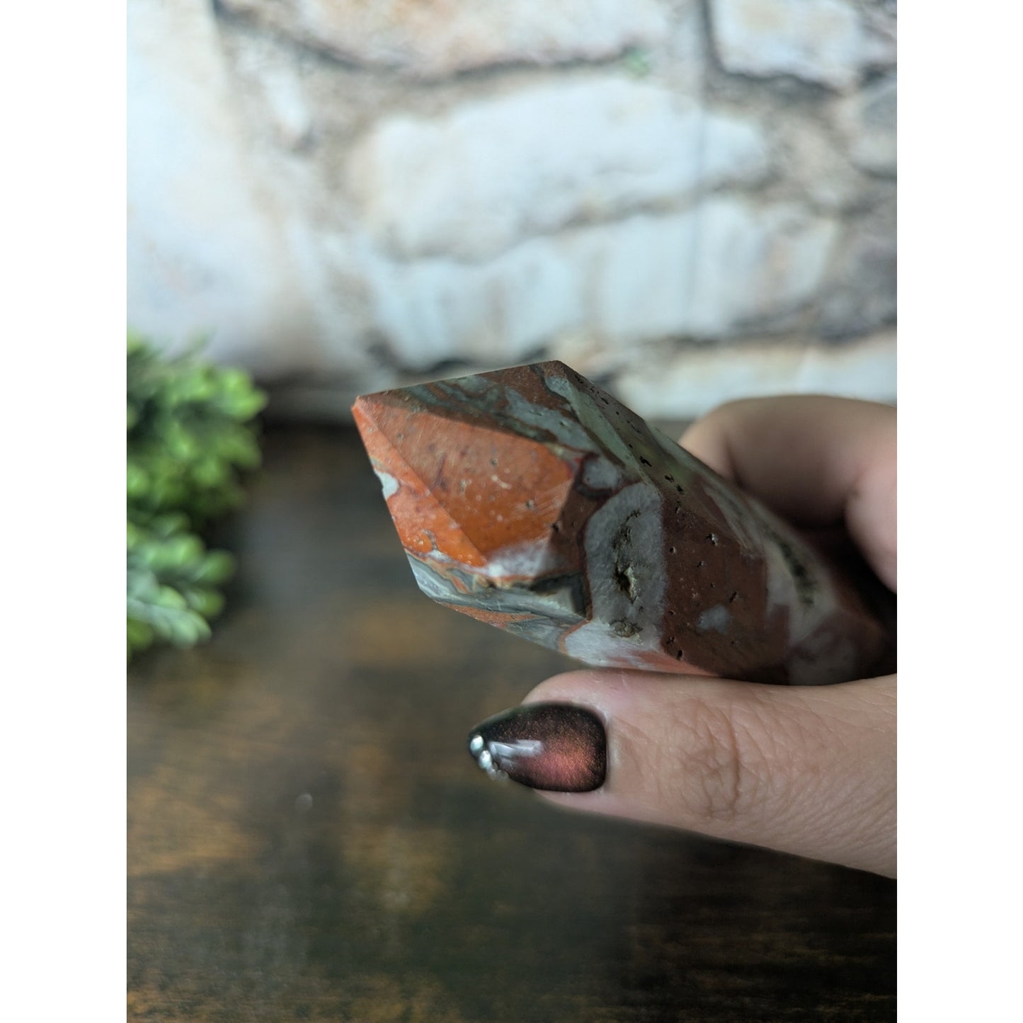 Fighting Blood Agate Crystal Tower Red With Intricate Banding Witchy Protective